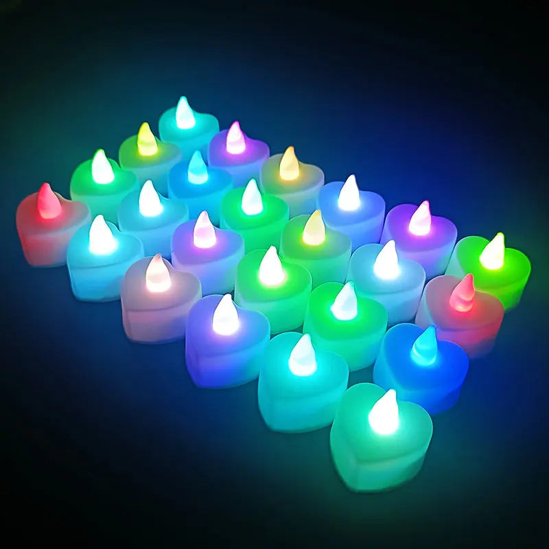 24PCS LED Candle Tea Lights Battery Operated Red Shells Romantic Decoration Flameless Wedding Party Use Econic Blanks