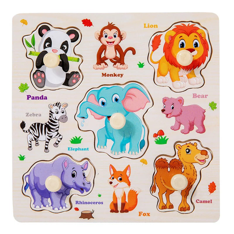 Baby Wooden Puzzles Montessori Toys 1 2 3 Years Toddler Toys Hand Grab Board Alphabet Number Cognition Learning Educational Toys Quick Pick Grocers