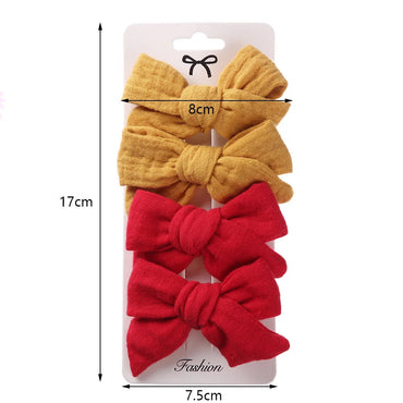 4Pcs/Set Baby Bows Hair Clips Muslin Girls Hairpins Hairclip For Kids Cotton Linen Barrette Flower Print Side Pin Accessories Purest Peak