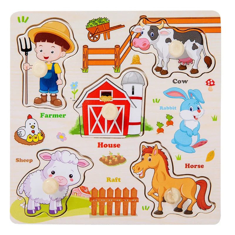 Baby Wooden Puzzles Montessori Toys 1 2 3 Years Toddler Toys Hand Grab Board Alphabet Number Cognition Learning Educational Toys Quick Pick Grocers