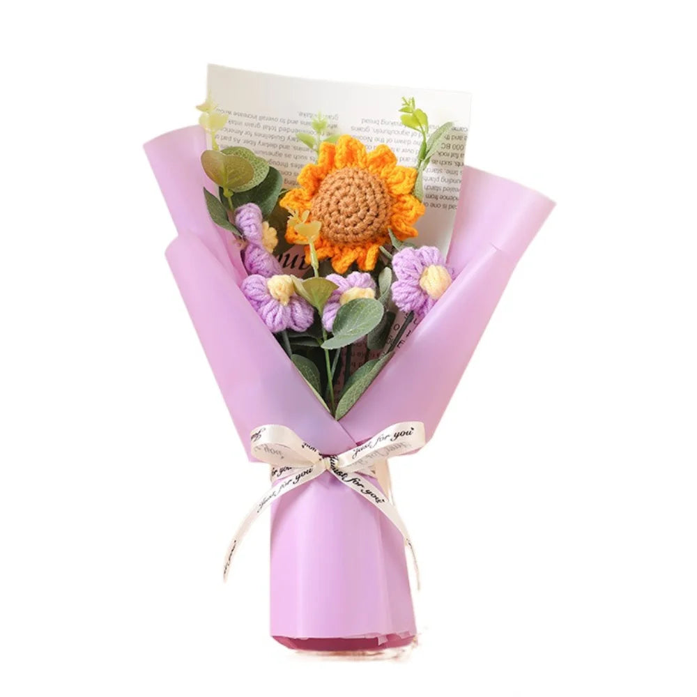 Artificial Flower Crochet Bouquet Handmade Anniversary Sunflower Daisy Bouquet Mothers Day Birthday Gift Eternal Flower Quick Pick Grocers