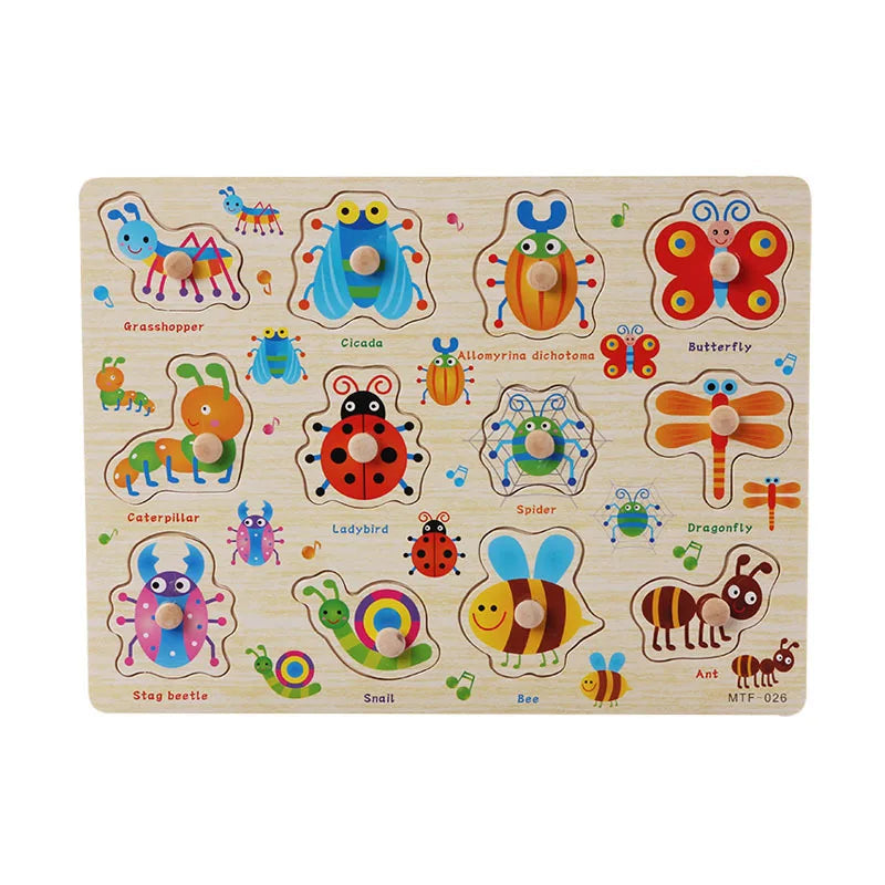 Baby Wooden Puzzles Montessori Toys 1 2 3 Years Toddler Toys Hand Grab Board Alphabet Number Cognition Learning Educational Toys Quick Pick Grocers