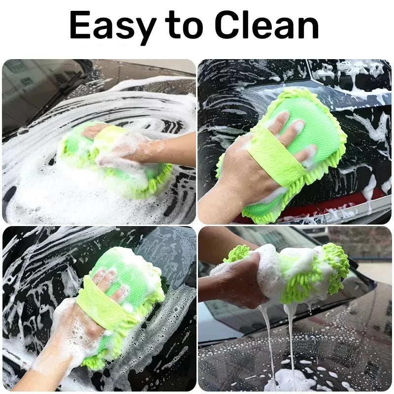 Microfiber Car Washer Sponge Cleaning Car Care Detailing Brushes Washing Towel Auto Gloves Styling Accessories Quick Pick Grocers