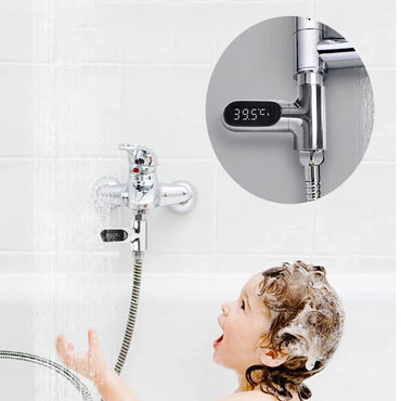 LED Display Household Water Shower Thermometer 5-85℃ Flow Self-powered Water Thermometer Monitoring Baby Care Energy Smart Meter Purest Peak