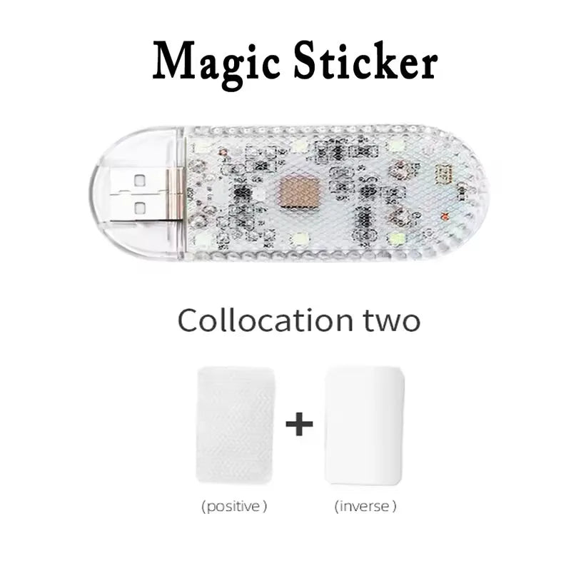 1/2/4PC Mini Car LED Light USB Charging Interior Lighting Lamp for Armrest Box Switch Touch Magnetic Reading Lamp Foot Light