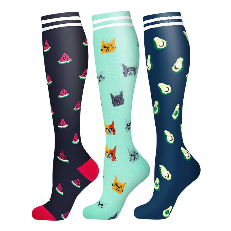 58 Styles 3 Pairs/Pack Compression Socks Knee High 30MmHg Women Men Sports Socks Edema Diabetes Varicose Veins Running Socks Quick Pick Grocers