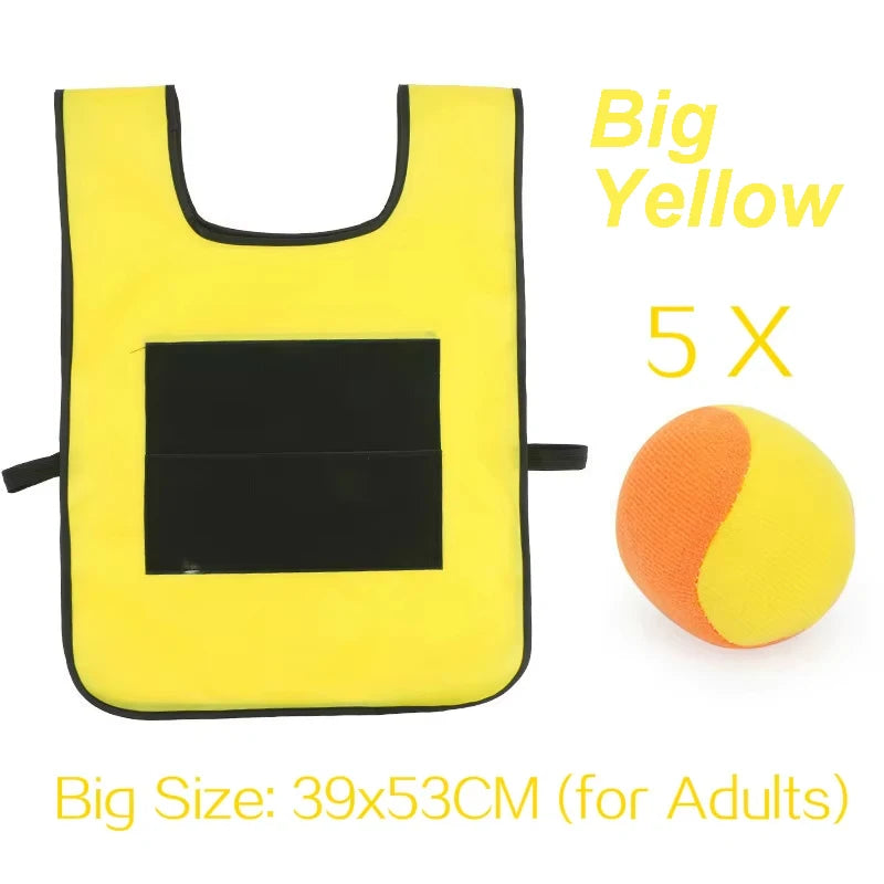 Sticky Dodge Ball Game Vest Outdoor Sports Toy Jersey Fabric Props Throw Catch Soft Fleece Balls Safe for Kids Teens Adults Quick Pick Grocers