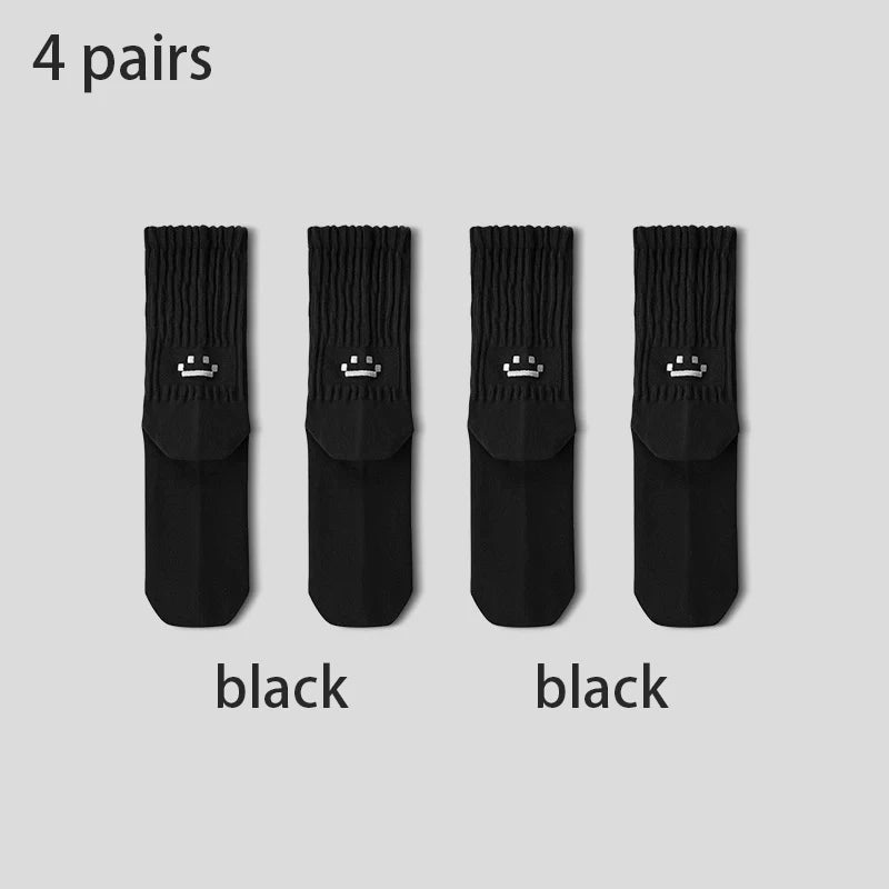 4 Pairs Men's Cotton Work Socks Cushioned Long Running Breathable Ankle Crew Socks Casual Socks for Men Cycling socks Quick Pick Grocers