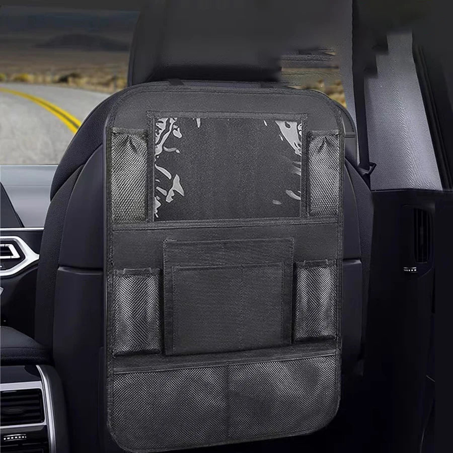 1pc Simple Black large size Multi Grid Seat Back Hanging Car Storage Bag, Multifunction Car Storage Bag For Car, Halloween, Than Econic Blanks