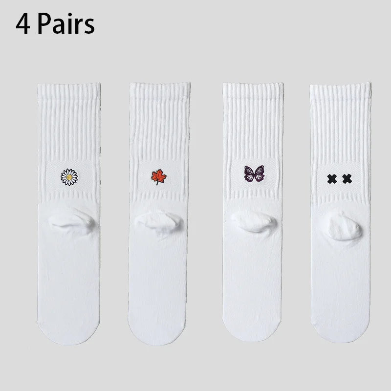 4 Pairs Men's Cotton Work Socks Cushioned Long Running Breathable Ankle Crew Socks Casual Socks for Men Cycling socks Quick Pick Grocers