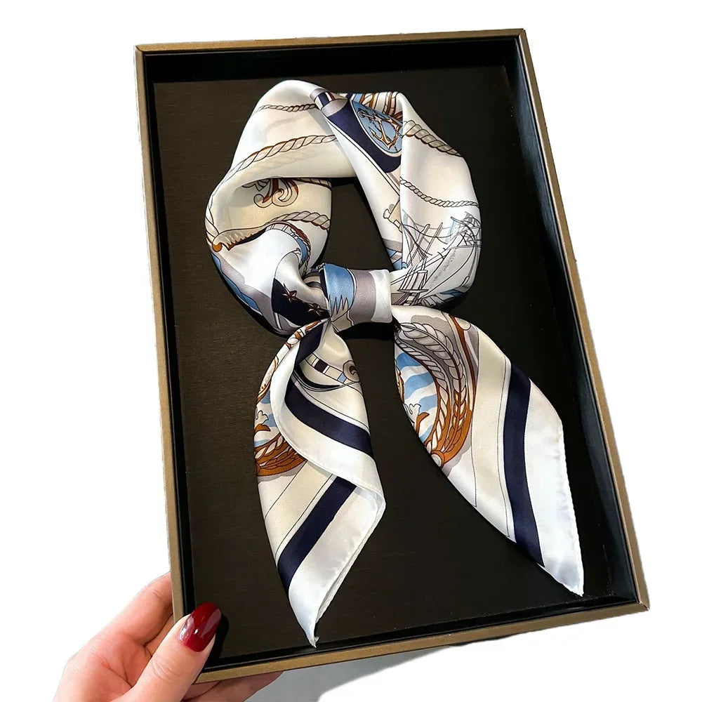 Neckerchief Female Luxury Square Scarf for Women Silk Feeling Shawl Satin Hijab Fashion Wraps Hair Bands Ribbon Headband Bandann Quick Pick Grocers