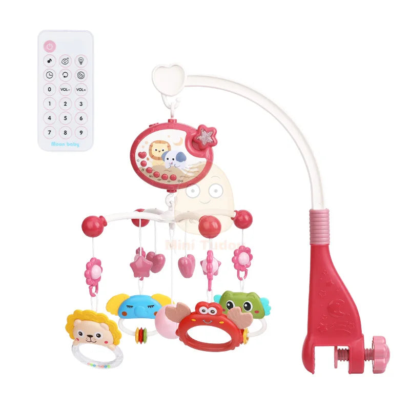 Baby Crib Mobile Rattle Toy For 0-12 Months Infant Rotating Musical Projector Night Light Bed Bell Educational For Newborn Gift Purest Peak