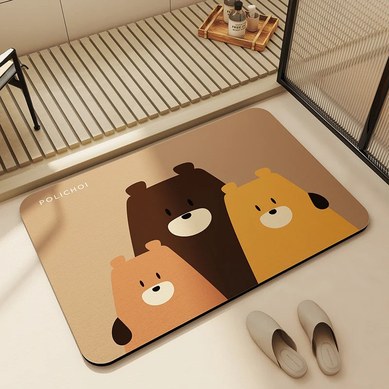 Diatomaceous Earth Bath Mat Bathroom Rug Absorbent Non-slip Floor Foot Mats Quick Dry Shower Carpet Toilet Pad Doormat Washable Econic Blanks