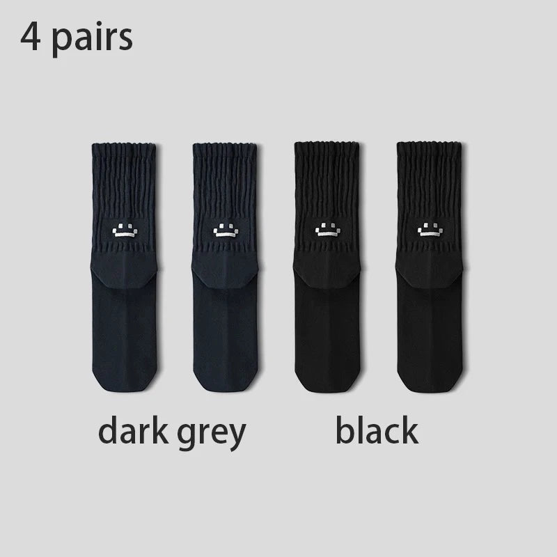 4 Pairs Men's Cotton Work Socks Cushioned Long Running Breathable Ankle Crew Socks Casual Socks for Men Cycling socks Quick Pick Grocers
