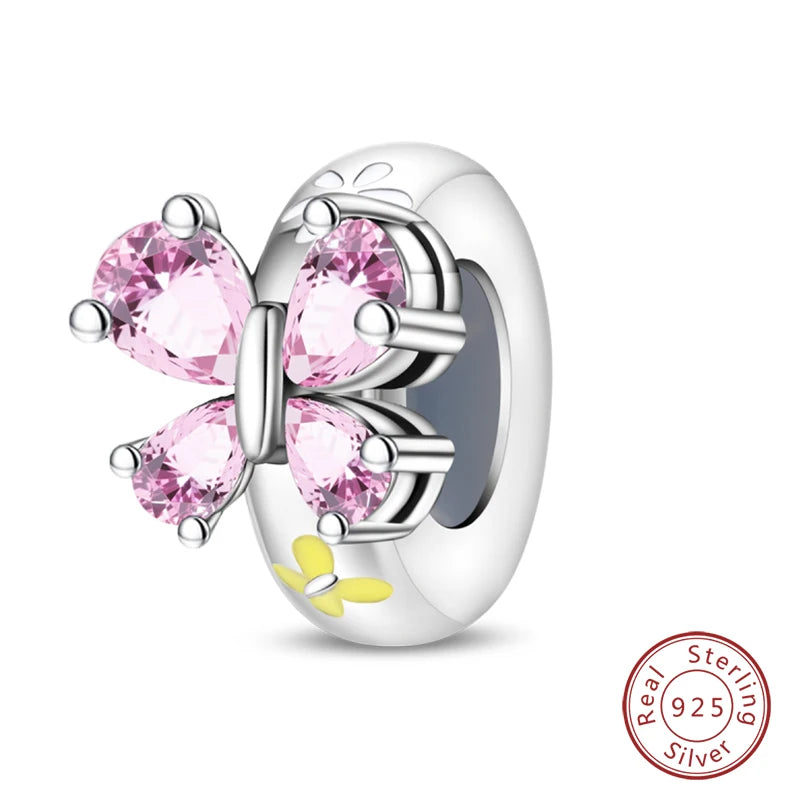 100% 925 Sterling Silver Rainbow Zircon Colorful Butterfly Dragon Shaped Silicone Stopper Charms Beads Fit DIY Bracelets Jewelry Econic Blanks