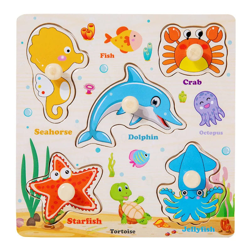 Baby Wooden Puzzles Montessori Toys 1 2 3 Years Toddler Toys Hand Grab Board Alphabet Number Cognition Learning Educational Toys Quick Pick Grocers