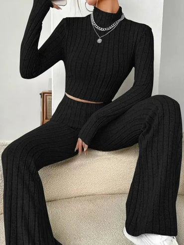 Stand Collar Navel T-shirt and Trumpet pants Quick Pick Grocers
