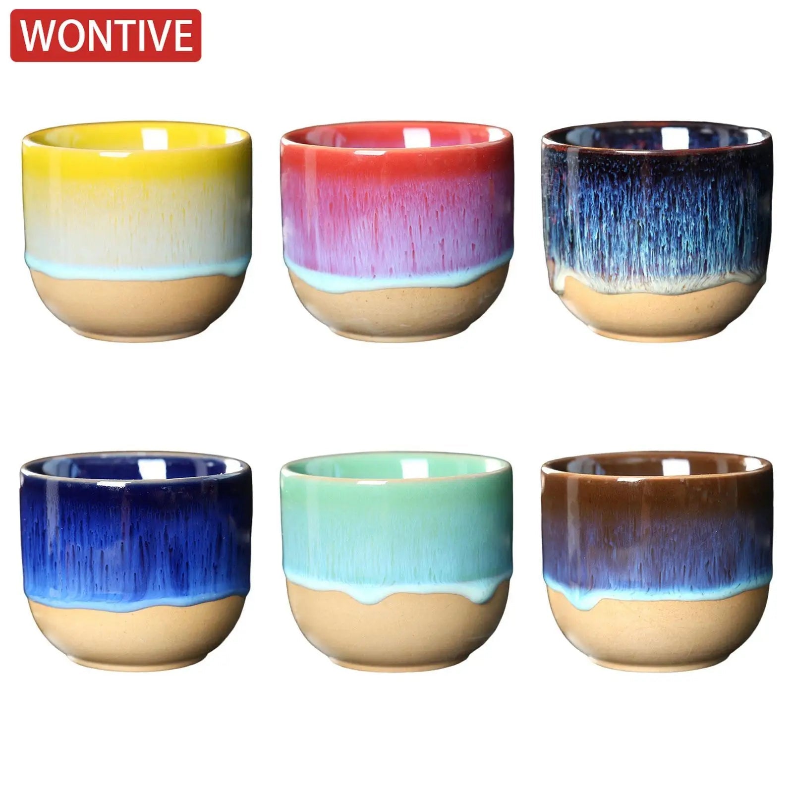 Kiln Change China Ceramic Tea Cup Pottery Jianzhan Drinkware Temmoku Glaze Porcelain Kung Fu Cups Set for Water Latte Milk Quick Pick Grocers