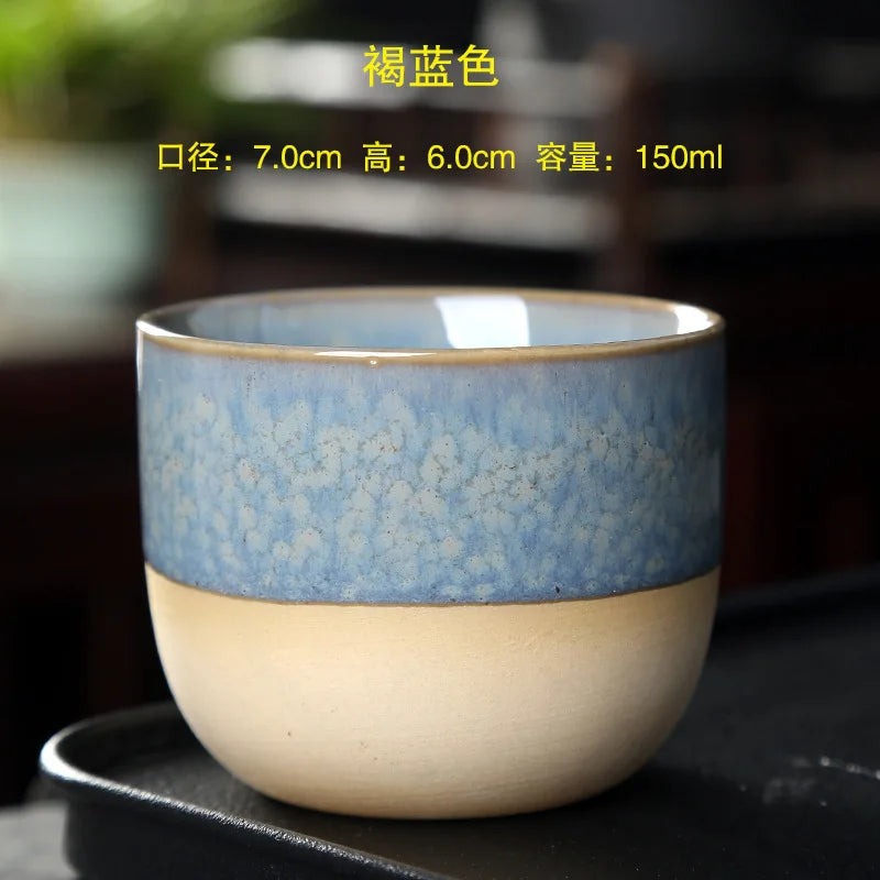 Kiln Change China Ceramic Tea Cup Pottery Jianzhan Drinkware Temmoku Glaze Porcelain Kung Fu Cups Set for Water Latte Milk Quick Pick Grocers