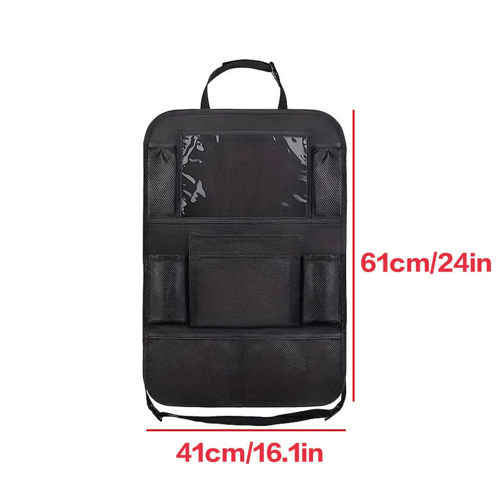 1pc Simple Black large size Multi Grid Seat Back Hanging Car Storage Bag, Multifunction Car Storage Bag For Car, Halloween, Than Econic Blanks