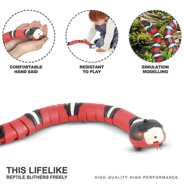 Automatic Cat Toys Interactive Smart Sensing Snake TeaseToys for Cats USB Charging Cat Accessories for Pet Cats Game Play To Econic Blanks