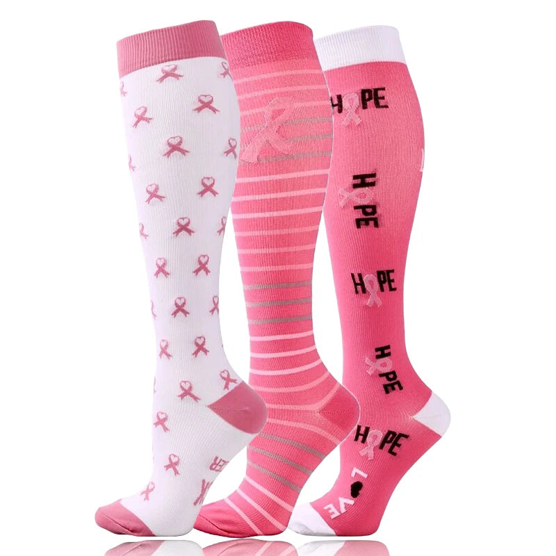 58 Styles 3 Pairs/Pack Compression Socks Knee High 30MmHg Women Men Sports Socks Edema Diabetes Varicose Veins Running Socks Quick Pick Grocers