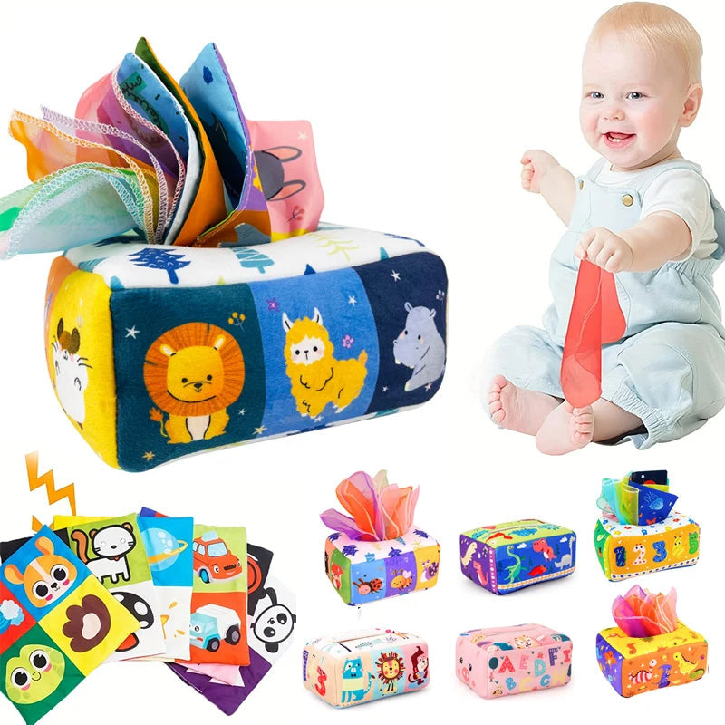Baby Montessori Toy,Magic Tissue Box,Educational Learning Activity Sensory Toy For Kids Finger Exercising Busy Board Baby Game Purest Peak