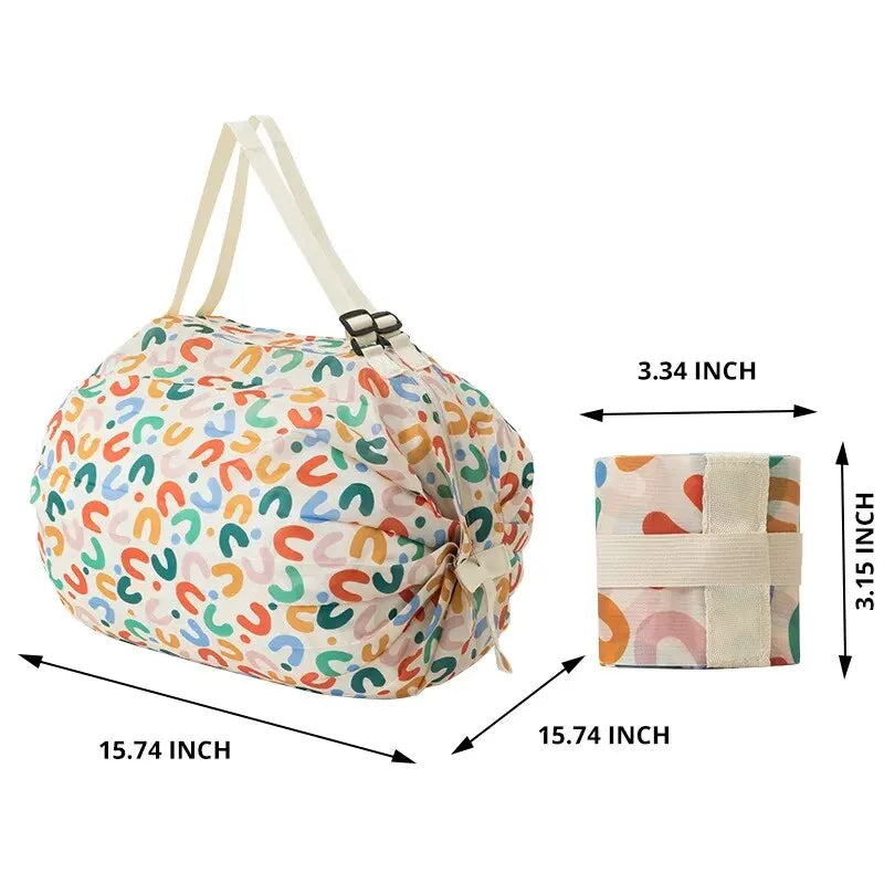 1pc Foldable Shopping Bag Eco-friendly Waterproof Portable Storage Bag Large Capacity Handbag Oversized Storage Bag For Travel Quick Pick Grocers