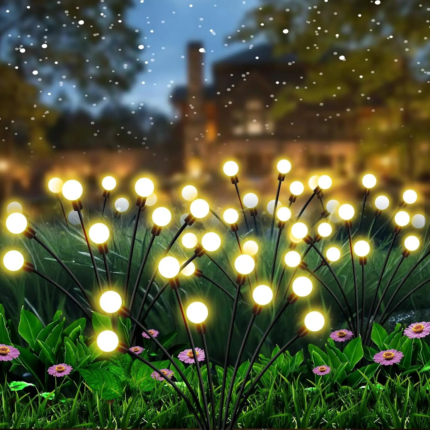 Garden Lights-New Upgraded Solar Powered Firefly Lights Outdoor Waterproof Vibran Garden Lights for Decorationi Econic Blanks