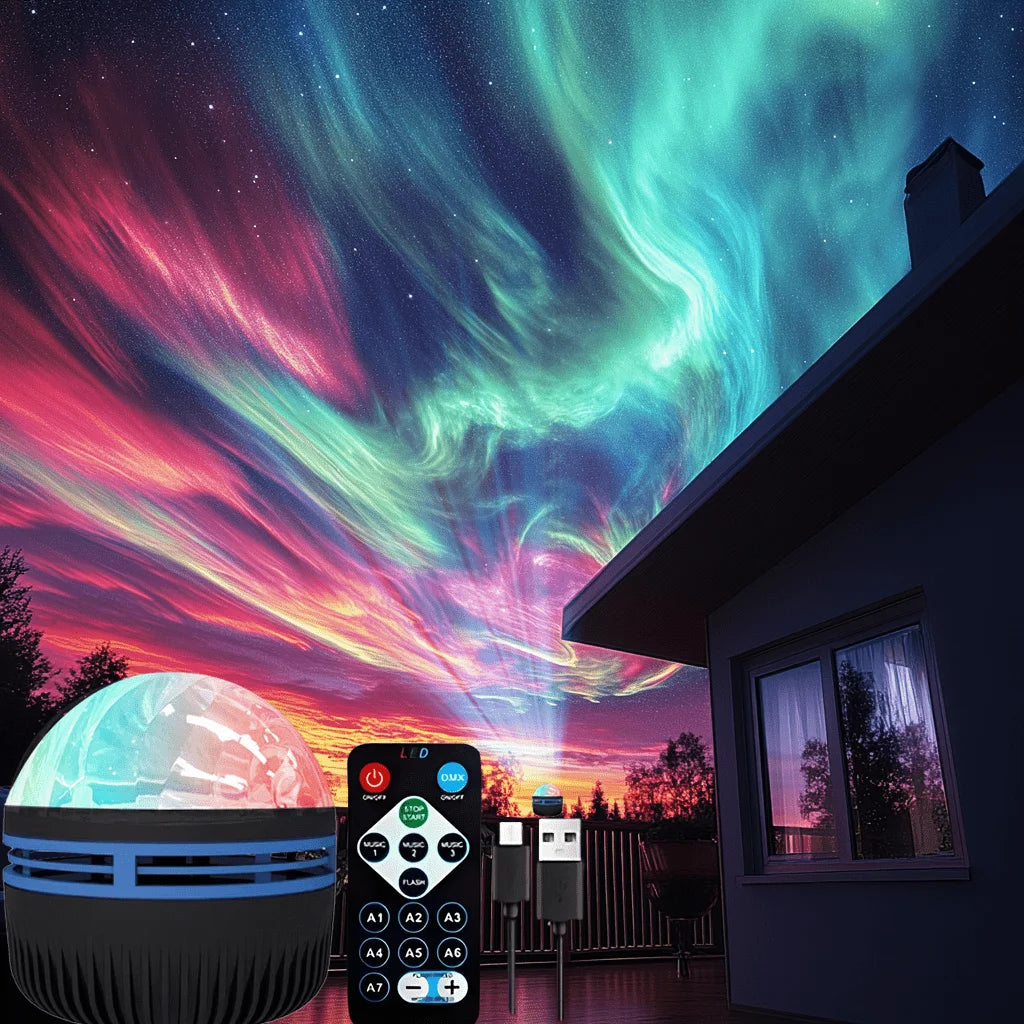 LED Night Light 7 Colors Starry Sky Projector Light Northern Aurora Ambient Light with Remote USB Auto Rotate for Bedroom Decor Quick Pick Grocers