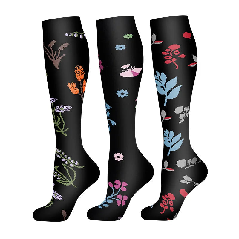 58 Styles 3 Pairs/Pack Compression Socks Knee High 30MmHg Women Men Sports Socks Edema Diabetes Varicose Veins Running Socks Quick Pick Grocers