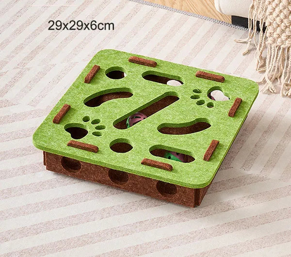 Pet Cat Puzzle Maze Holes Toys Felt Box With Bell Ball Kitten Playing Toys Interactive Funny Combination Set Cat Supplies Econic Blanks