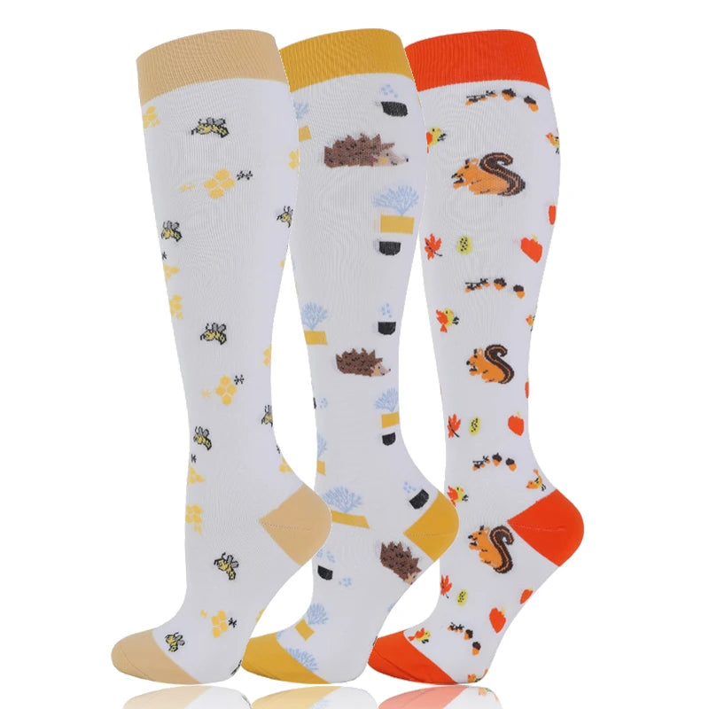 58 Styles 3 Pairs/Pack Compression Socks Knee High 30MmHg Women Men Sports Socks Edema Diabetes Varicose Veins Running Socks Quick Pick Grocers