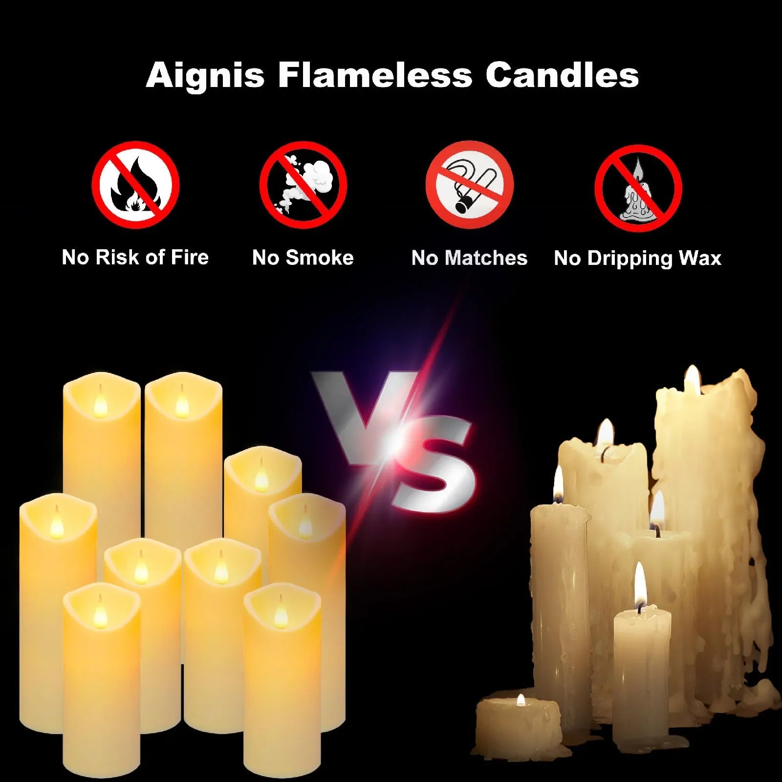 10-120pcs Flameless Fake Candle LED Flickering Candles Battery Operated LED Pillar Candles for Wedding Halloween Decor Party Econic Blanks