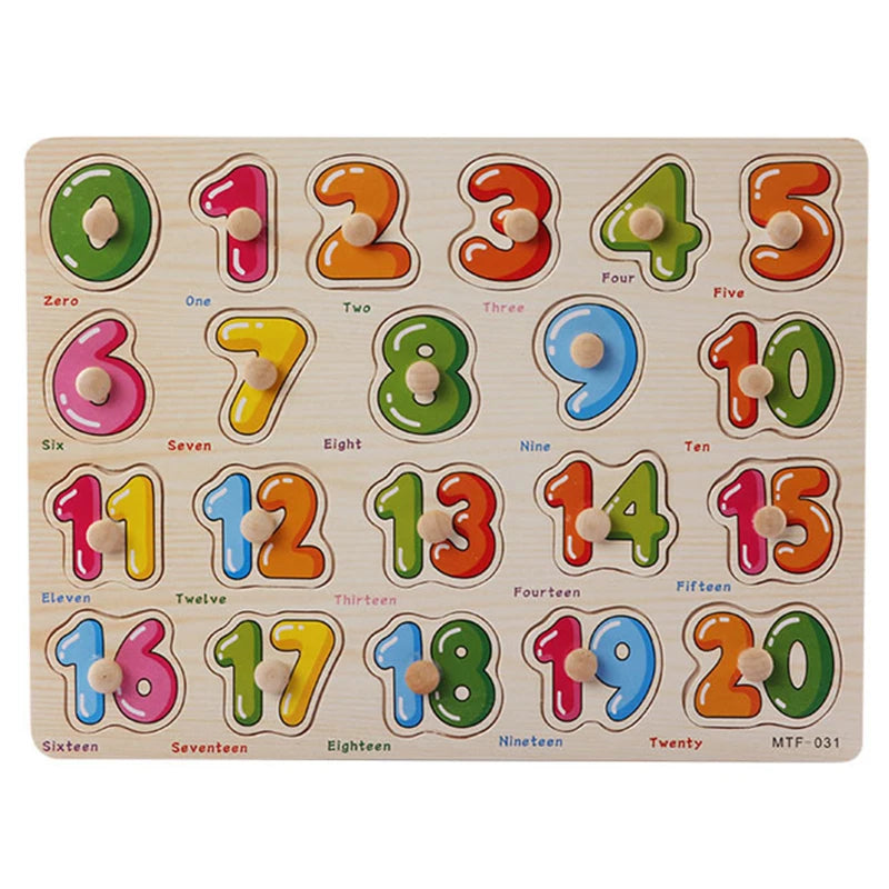 Baby Wooden Puzzles Montessori Toys 1 2 3 Years Toddler Toys Hand Grab Board Alphabet Number Cognition Learning Educational Toys Quick Pick Grocers