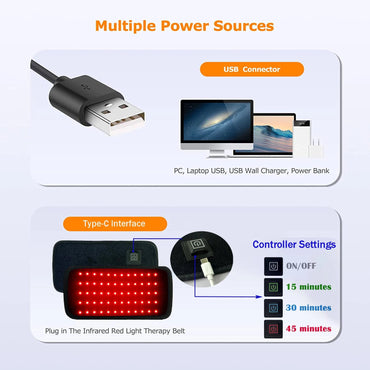 60 LEDs Red&Infrared Light Therapy Belt 850nm 660nm Back Burn Fat Wrap Slimming Machine Waist Heat Pad Full Body Quick Pick Grocers