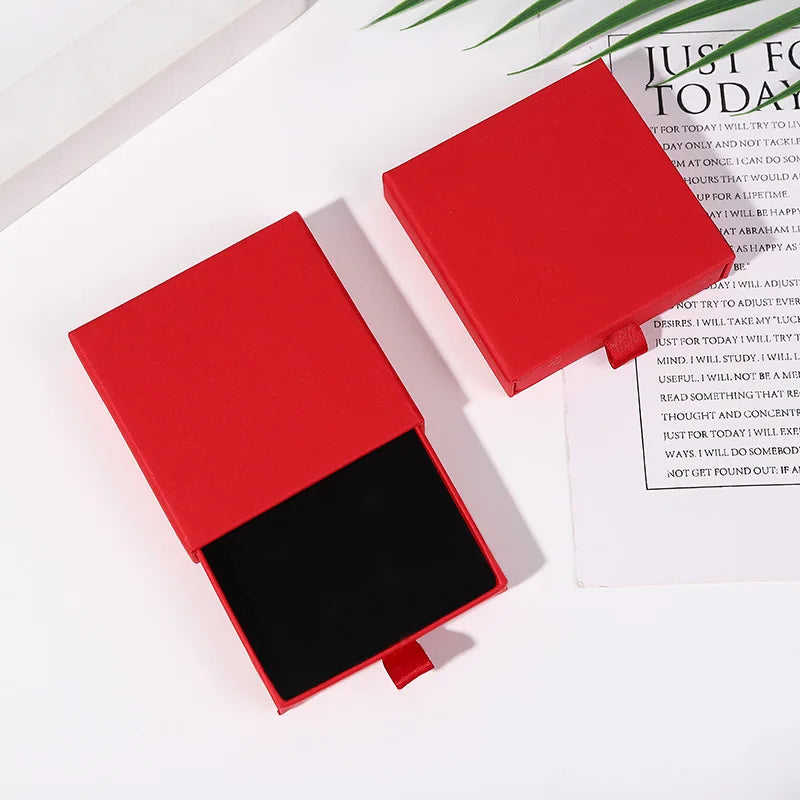 10pcs 8x8x1.7cm Kraft Paper Drawer Travel Jewelry Packaging Box Greeting Card Necklace Bracelet Earrings Gift Organizer Case Box Purest Peak