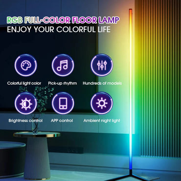 RGB LED Floor Lamp, LED Corner Lamp Works Smart Modern Floor Lamp with Music Sync and 16 Million DIY Colors Floor Lamp Quick Pick Grocers