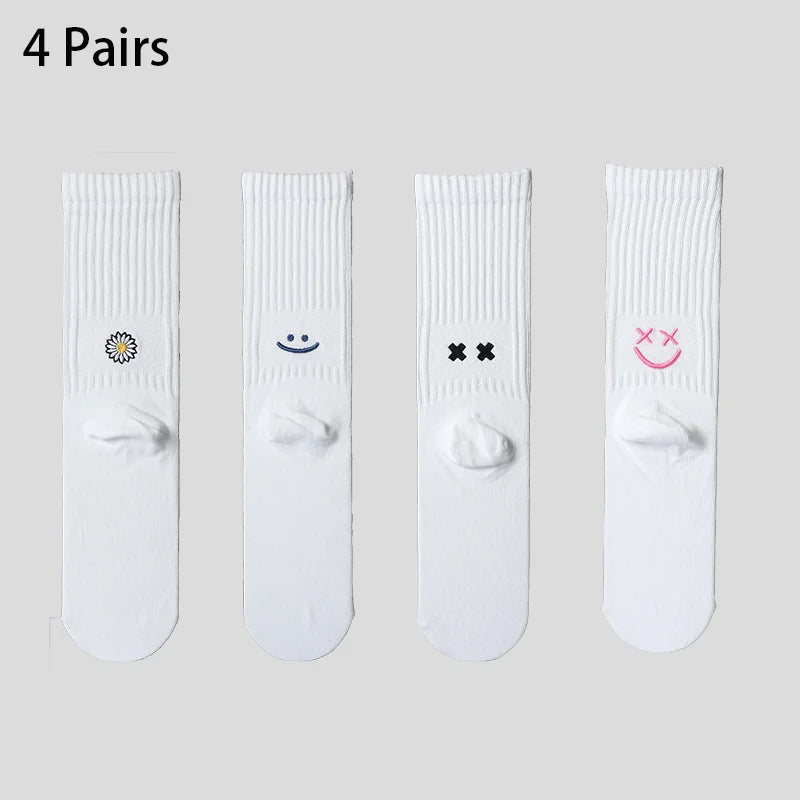 4 Pairs Men's Cotton Work Socks Cushioned Long Running Breathable Ankle Crew Socks Casual Socks for Men Cycling socks Quick Pick Grocers