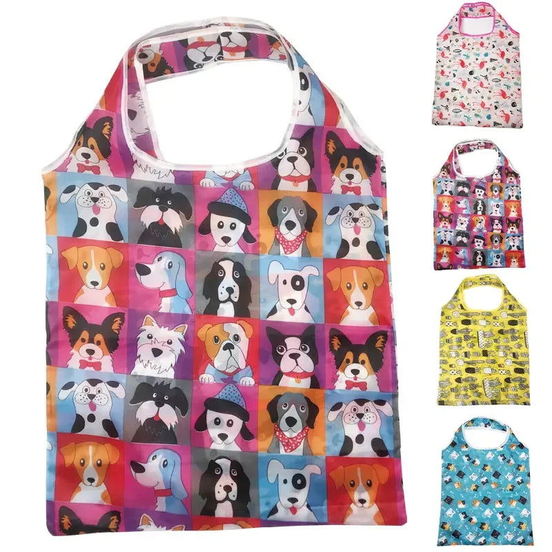 Reusable Shopping Bag Nylon Foldable Grocery Bag Creative Eco-Friendly Tote Bag Lightweight and Durable Quick Pick Grocers