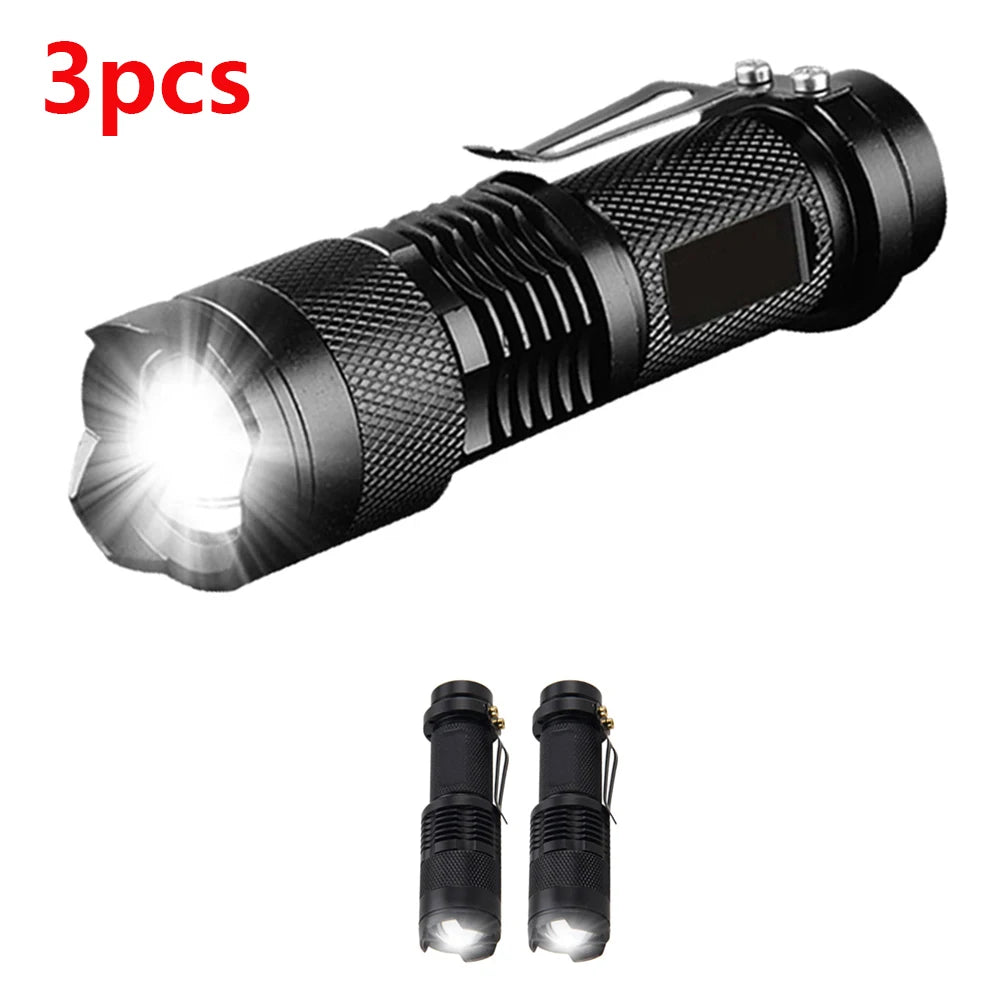 1/3/5/10Packs Portable Mini Q5 LED Flashlight Tactical Lamp Torch Adjustable Focus Zoomable Flashlight for Gift Hiking Camping