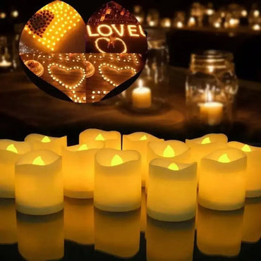24PCS LED Candle Tea Lights Battery Operated Red Shells Romantic Decoration Flameless Wedding Party Use Econic Blanks