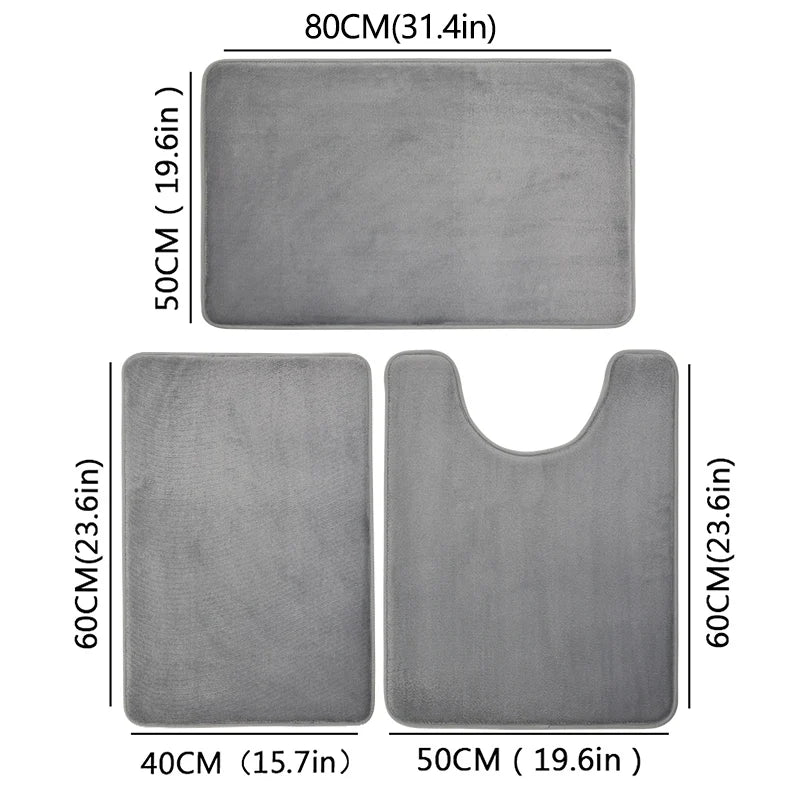 Three Piece Toilet, Bath Floor Mat, Shower Mat, Bath Absorbent Mat, Non Slip Carpet, Soft and Comfortable, Laundry Room. Quick Pick Grocers