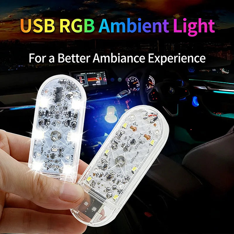 1/2/4PC Mini Car LED Light USB Charging Interior Lighting Lamp for Armrest Box Switch Touch Magnetic Reading Lamp Foot Light
