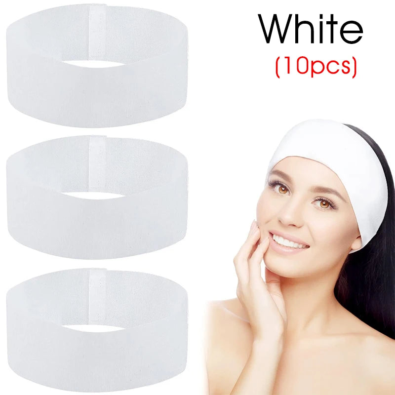 100/50/10pcs Disposable Spa Headbands Elastic Non-Woven Fabric Hair Bands for Women Makeup Soft Skin Care Esthetician Supplies Quick Pick Grocers