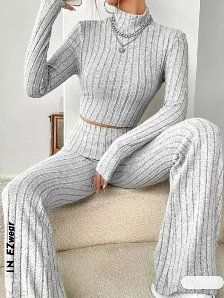 Stand Collar Navel T-shirt and Trumpet pants Quick Pick Grocers