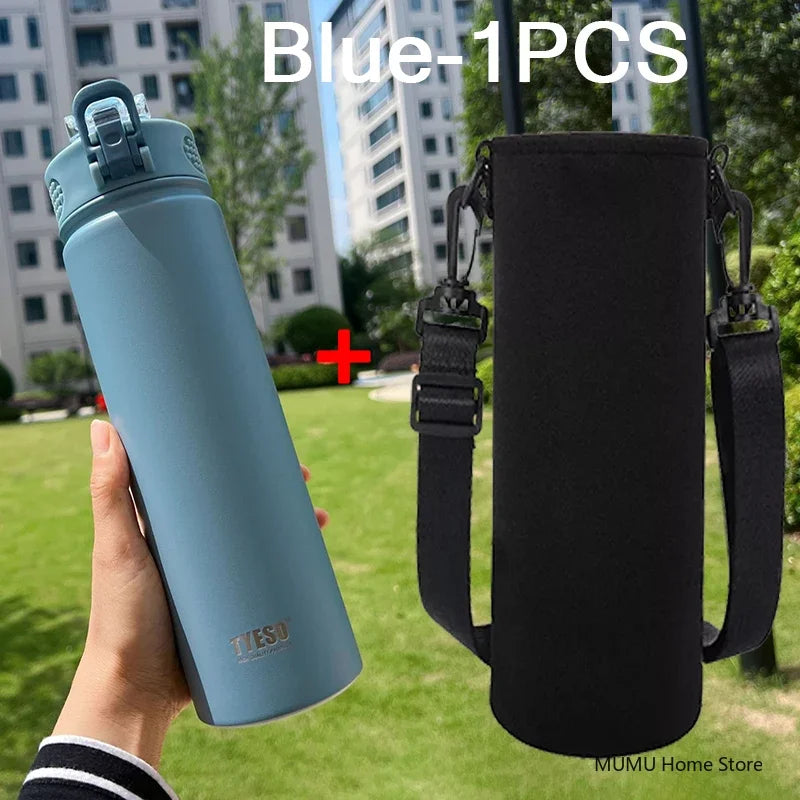 TYESO 600/750ML Thermos Bottle With Straw Stainless Steel Car Thermal Cup Sports Water Bottles Keeps Cold and Heat Thermal Mug Quick Pick Grocers
