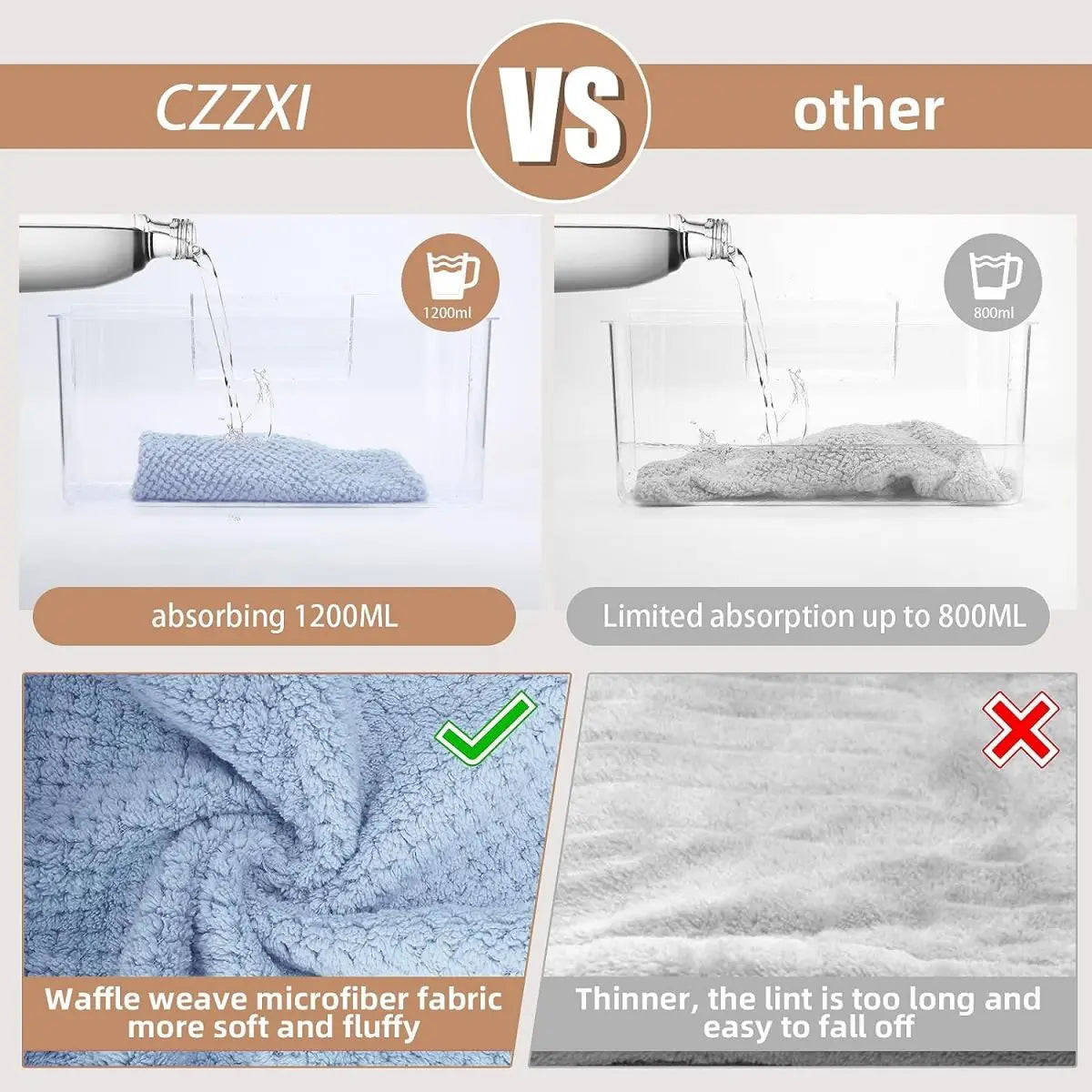 Solid color hair towel Textured dry hair cap 9.8 "X 25.5" absorbent hair towel wrap for button-down women Econic Blanks