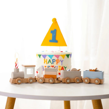 Wooden Train Birthday Toy Montessori Toys Baby Educational Toys Wooden Trolley Baby Learning Toys Number Of Wood Baby's Toys Purest Peak