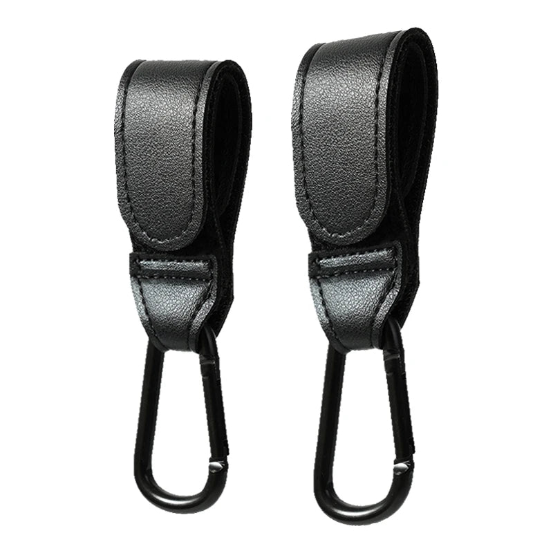 Baby Stroller Hook Fashion PU Leather Adjustable Pram Hook Cart Organizer Diaper Bag Hanger Children Boy Girl Travel Accessories Purest Peak
